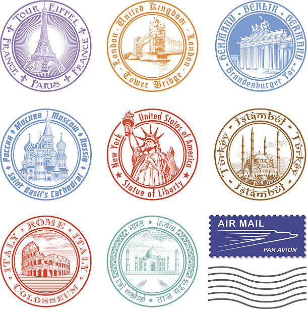 벡터 여행 스탬프 - passport passport stamp usa travel stock illustrations