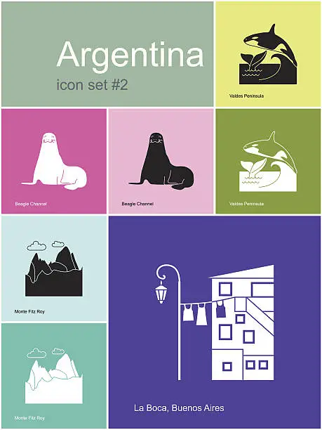 Vector illustration of Icons of Argentina