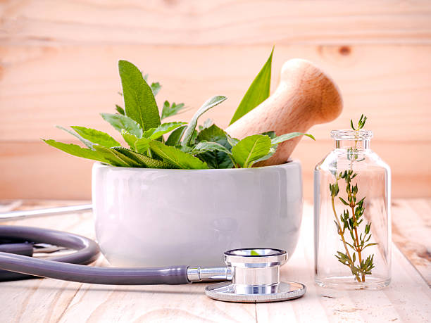istock Alternative health care fresh herbal in laboratory glassware . 515199842
