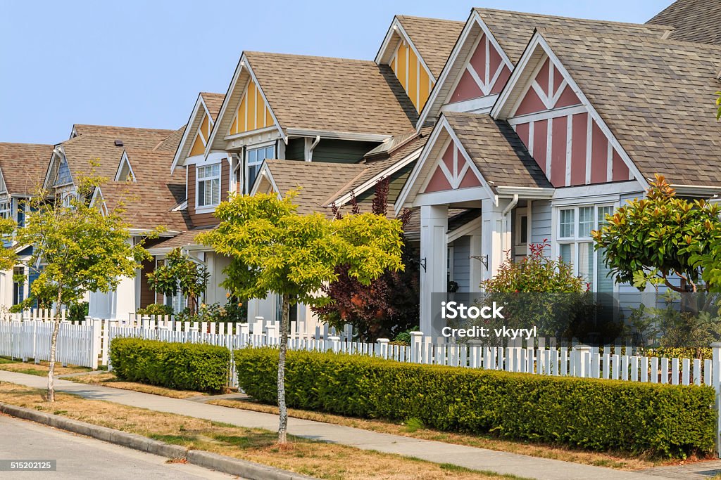 Modern Houses A row of a new houses in Richmond, British Columbia House Stock Photo
