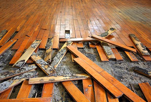 Old Parquet Broken Parquets for reconstruction. damage restoration stock pictures, royalty-free photos & images