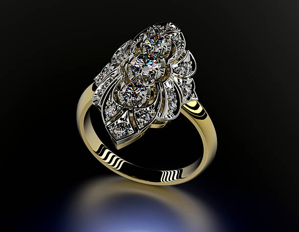 istock Engagement Ring with Diamond on white. Jewelry background 515221207