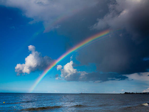istock landscape view on sky with rainbow at sea. 515222889