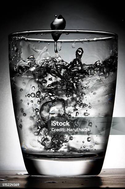Water Splash On Black Background Stock Photo - Download Image Now - Black Color, Bubble, Cold Temperature