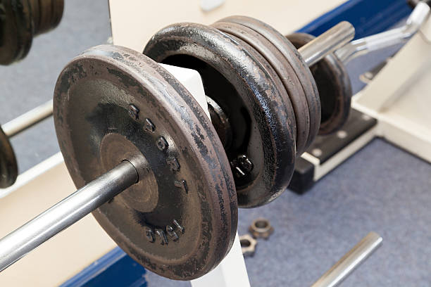 istock Fitness exercise equipment dumbbell weights 515225906