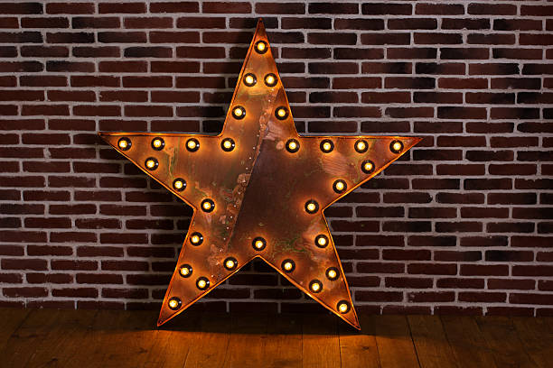 istock Metal lighting five-pointed star with lamps 515226498