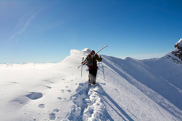 istock Extreme skier walking on a mountain ridge 515226602