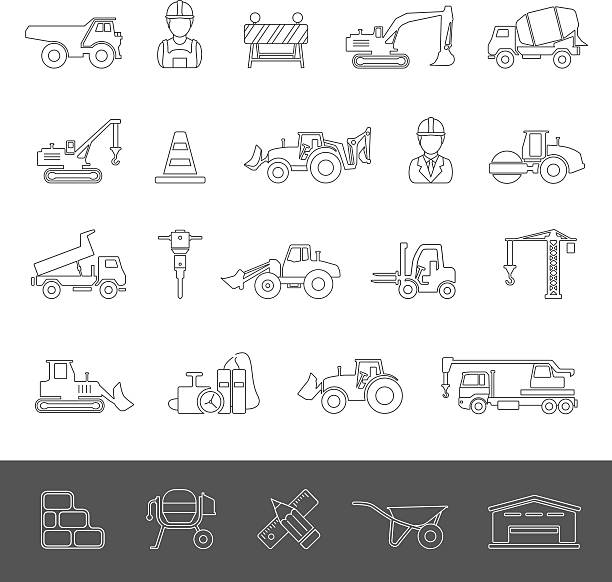 Line Icons - Construction vector art illustration