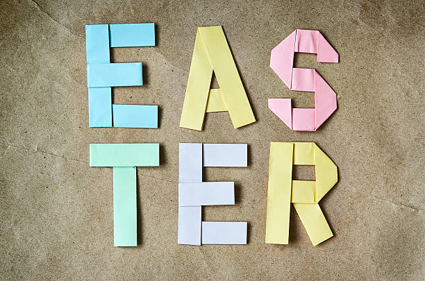 istock Easter colored paper origami folded lettering 515227854