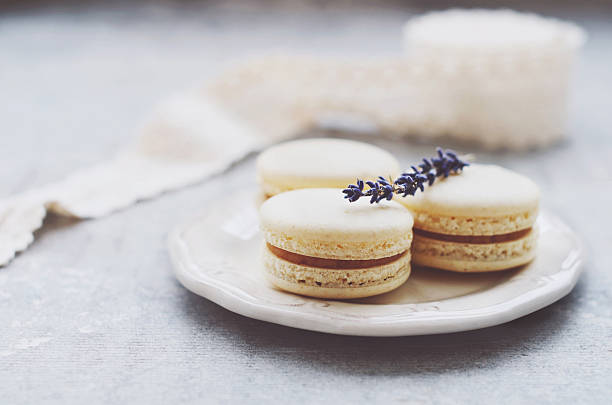 istock Vanilla macaroons with lavender and caramel filling 515228776