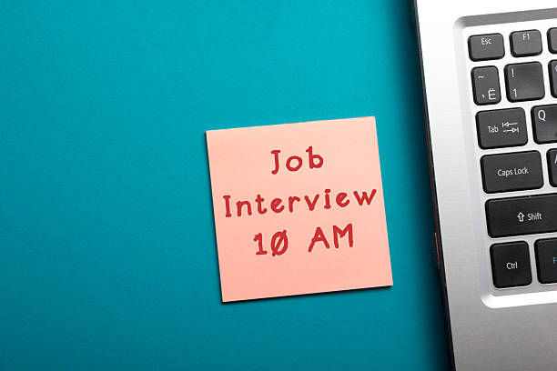 istock Job interview concept. Office table top view - Laptop and 515229854