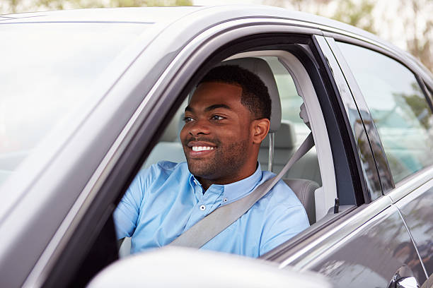 istock Happy African American male driver in car 515230966