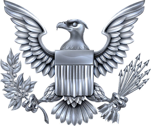 illustrations, cliparts, dessins animés et icônes de american silver eagle - wing insignia metal silver