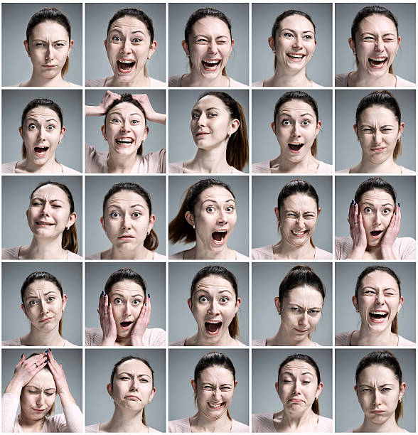 istock Set of young woman's portraits with different emotions 515233686