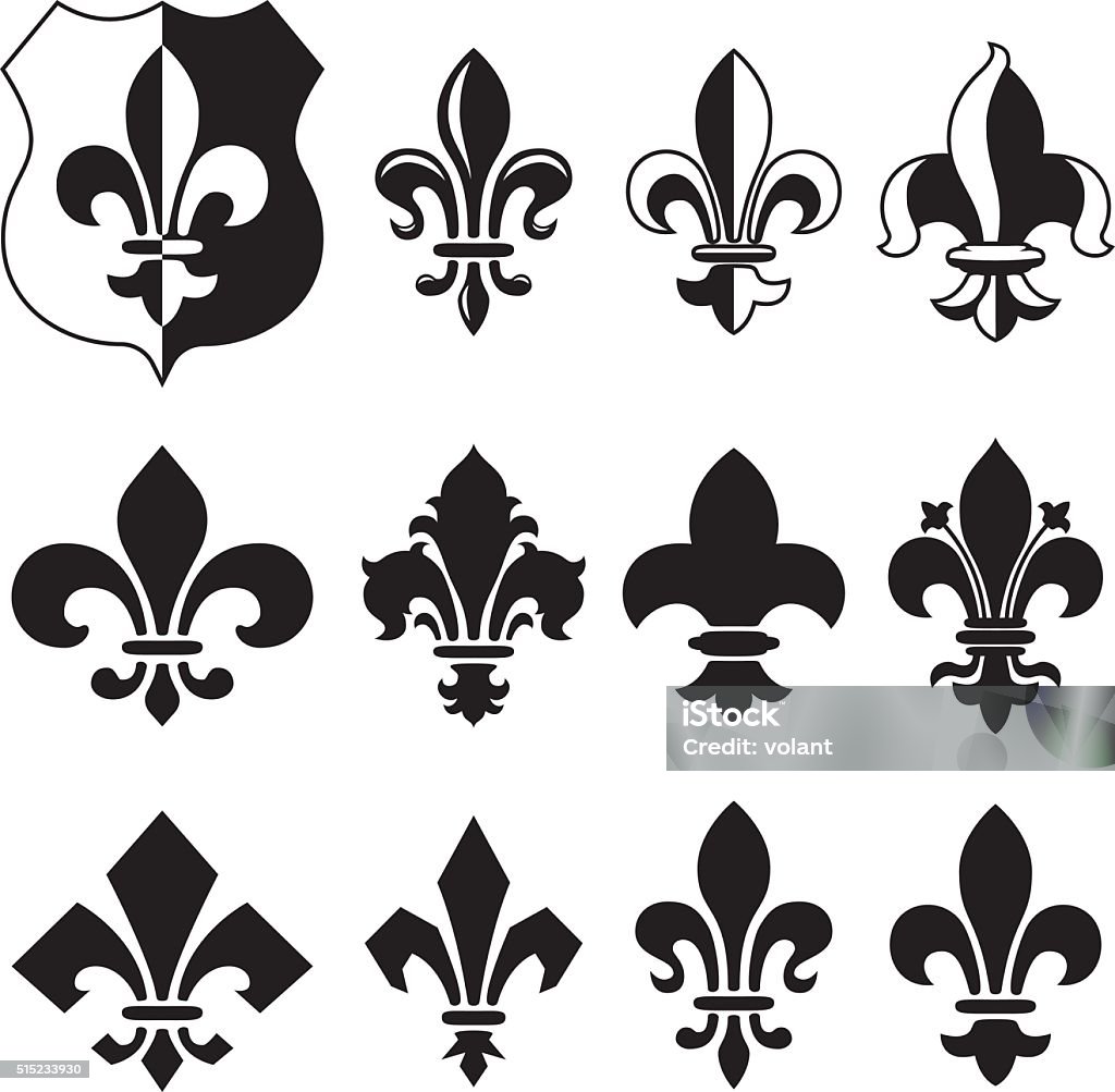 Fleur-de-lis Set of vector heraldic elements – 'fleur de lis' in different styles. Fleur De Lys stock vector