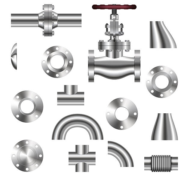 illustrazioni stock, clip art, cartoni animati e icone di tendenza di realistico pipeline dettagli sola su sfondo bianco. - flange