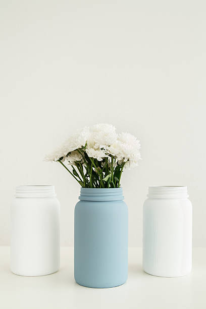 Upcycled jars stock photo