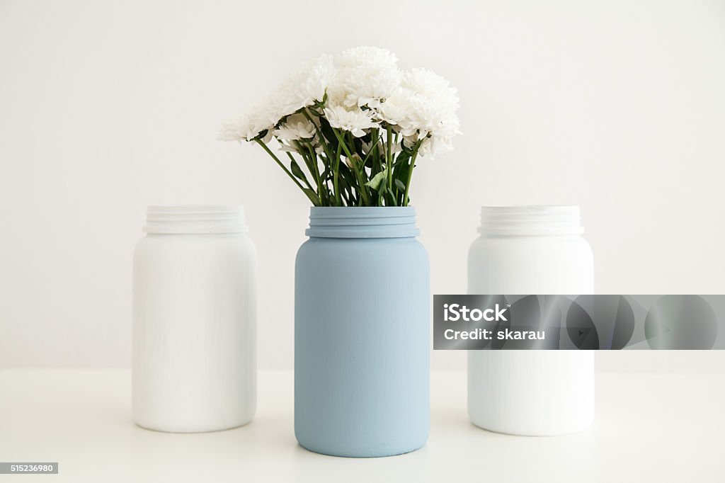 Upcyling project Old jars used as vases Art And Craft Stock Photo