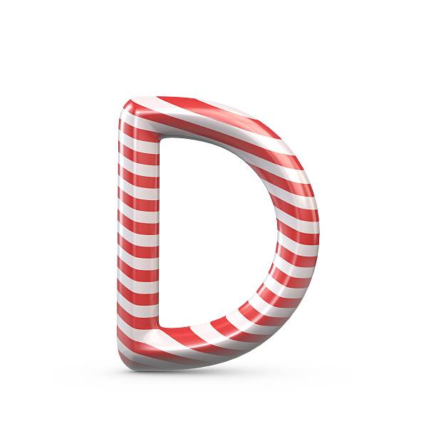 istock Strped candy cane capital letter D 515237002
