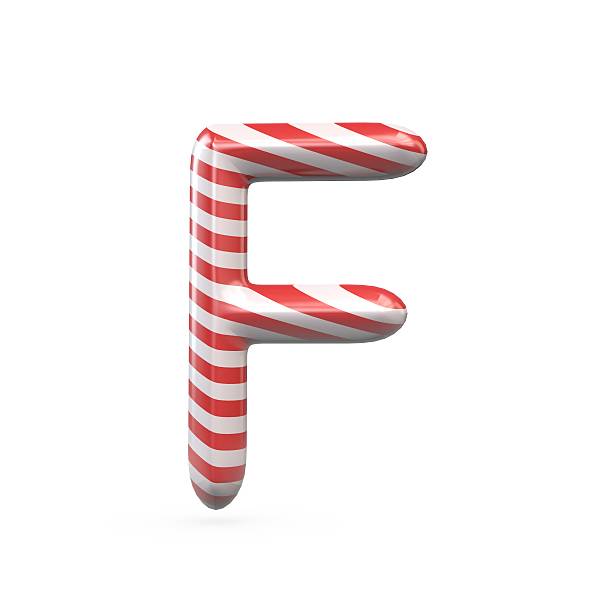 istock Strped candy cane capital letter F 515237110