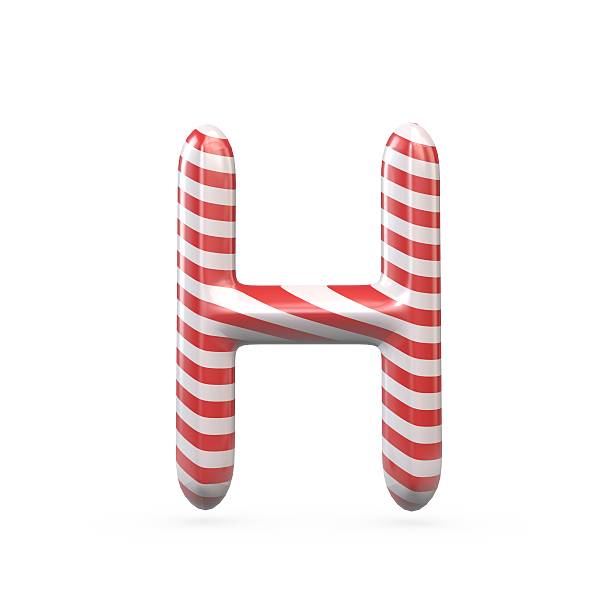 istock Strped candy cane capital letter H 515237222
