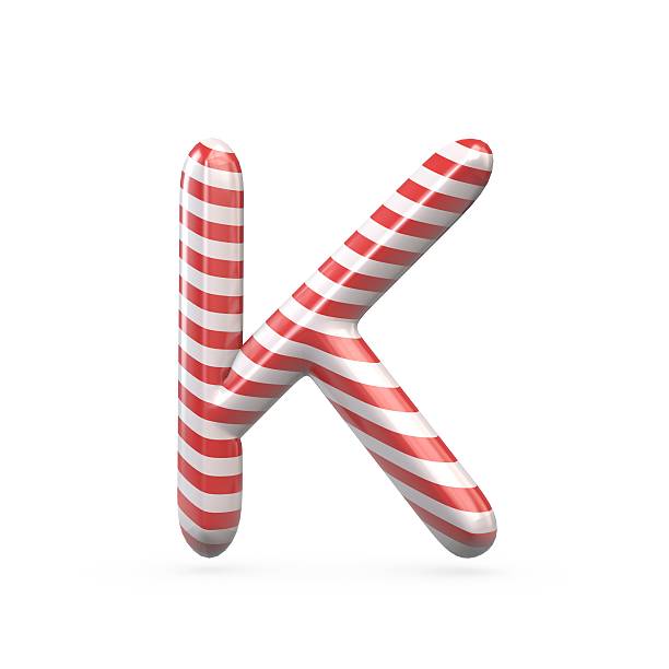 istock Strped candy cane capital letter K 515237432