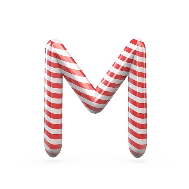 istock Strped candy cane capital letter M 515237580