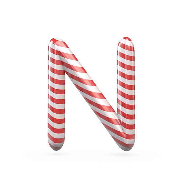 istock Strped candy cane capital letter N 515237620