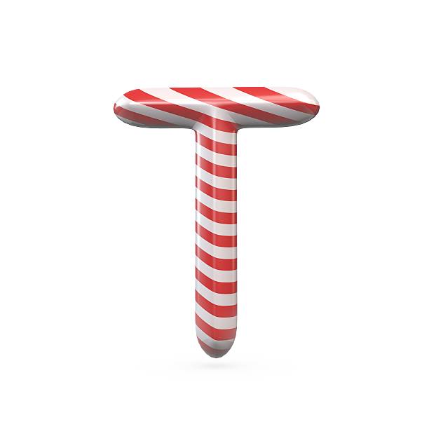 istock Strped candy cane capital letter T 515238092