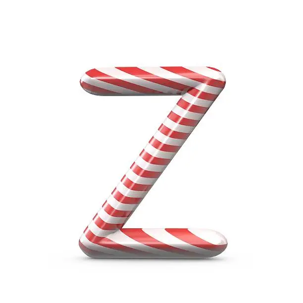 3D render of a festive holiday red and white striped candy cane capital letter.