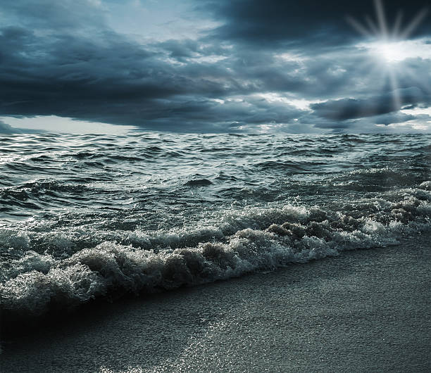 istock Sea and beach storm in over dark tone 515239392
