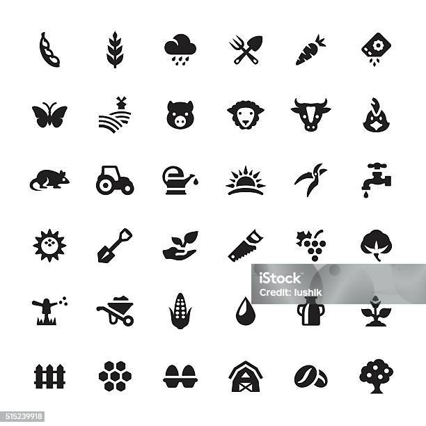 Farm And Agriculture Vector Symbols And Icons Stock Illustration - Download Image Now - Agriculture, Soybean, Farm