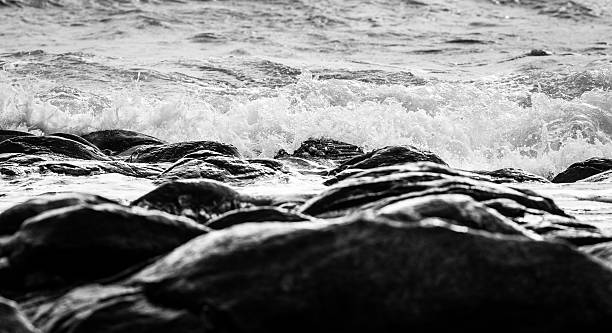 Noir et blanc et bleu de la mer - Photo