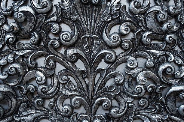 istock Old art of silver handicraft texture and background. 515245159