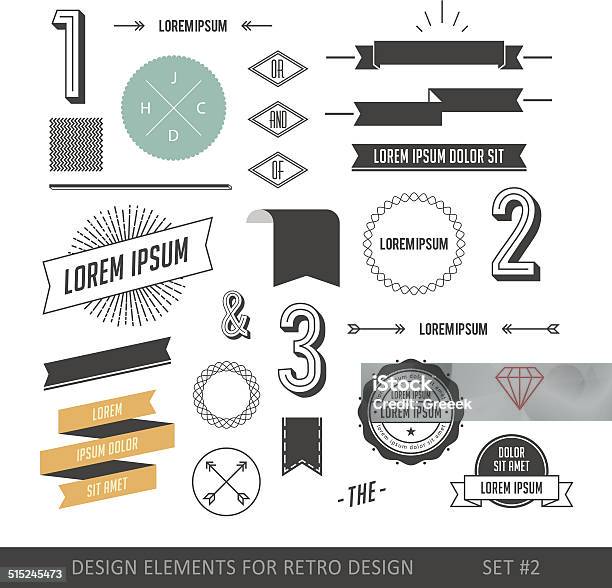 Infographie De Style Hipster Ensemble Déléments De Design Rétro Vecteurs libres de droits et plus d'images vectorielles de Ruban - Mercerie