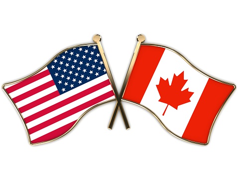 USA Canada Flags Badge