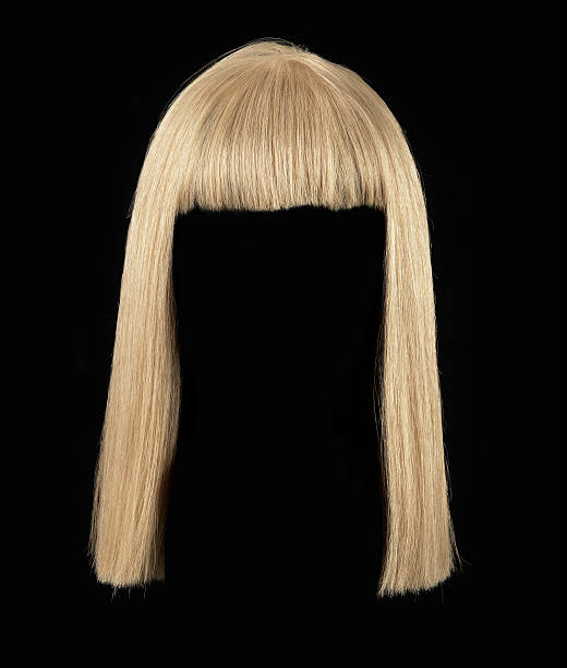 blonde wig female blonde wig on a black background blond hair stock pictures, royalty-free photos & images