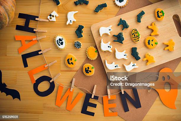 Decorations For Halloween Stock Photo - Download Image Now - Cookie, Halloween, Art And Craft