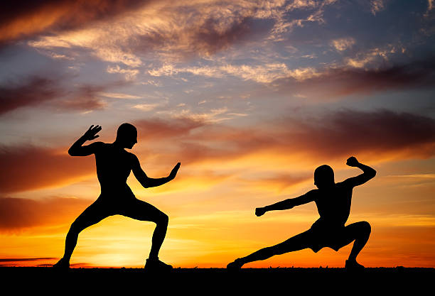 istock Silhouettes of two fighters 515259839