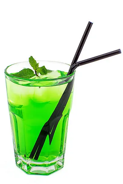 Longdrink "Green Fairy": Gin, Rum, Tequila, Vodka, Absinth, Lemon juice, Apple syrup, Sprite.
