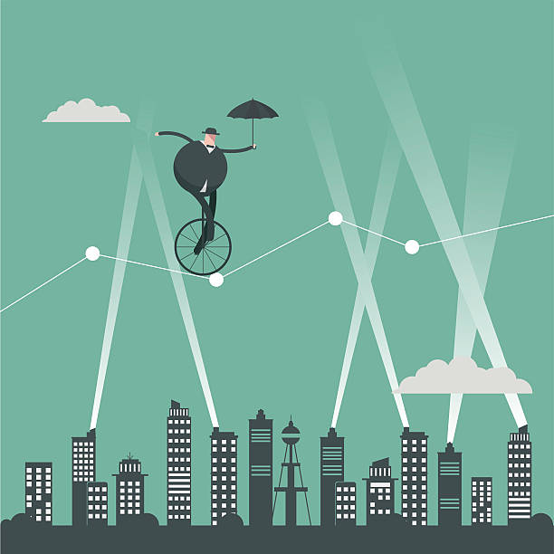 cyrk - tightrope walking circus skill stock illustrations