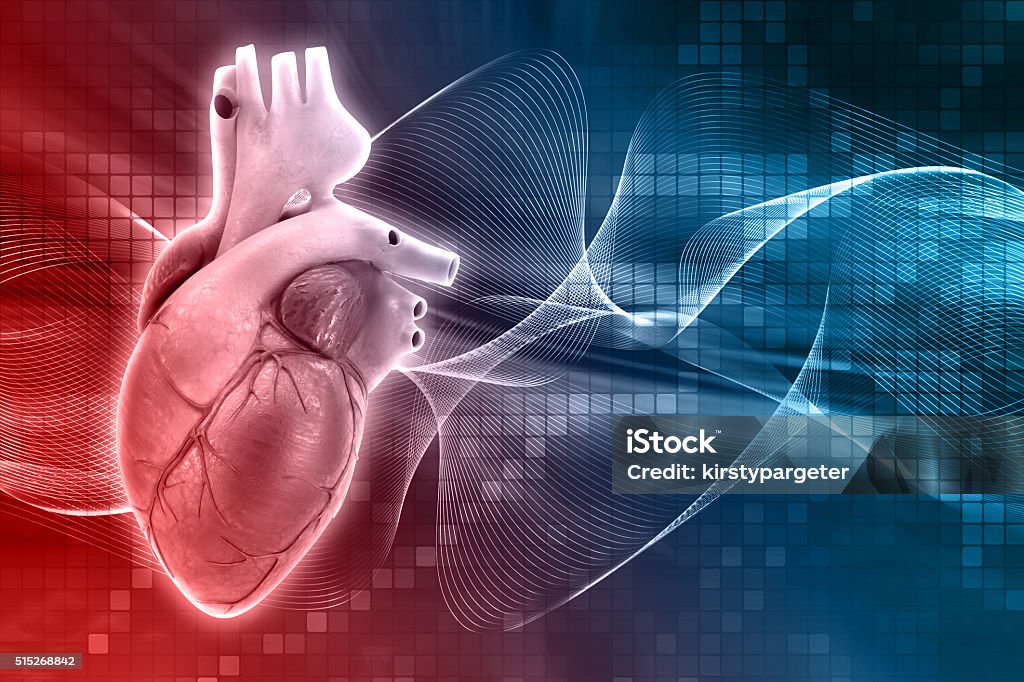 3D medical background with heart 3D render of a medical background with a heart Cancer - Illness Stock Photo