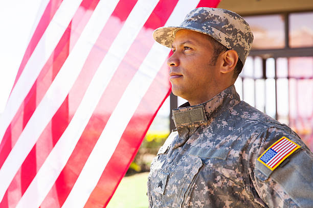 american military serviceman american military serviceman looking away veteran military army armed forces stock pictures, royalty-free photos & images