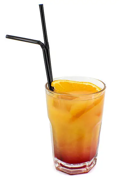 Longdrink  "Tequila Sunrise": Tequila, Orange juice, Grenadine.