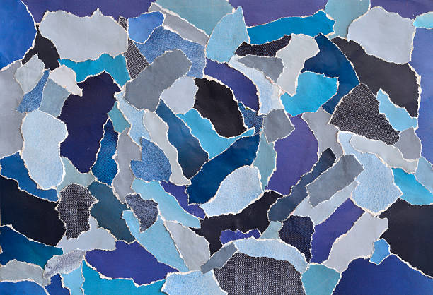color blue creative mood board collage sheet of teared magazines