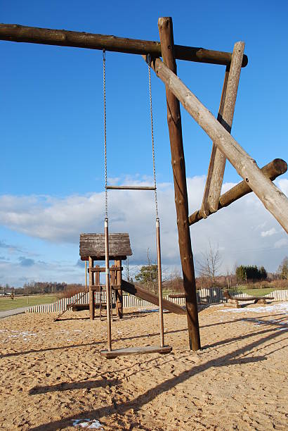 istock Children's wooden swing. 515272350