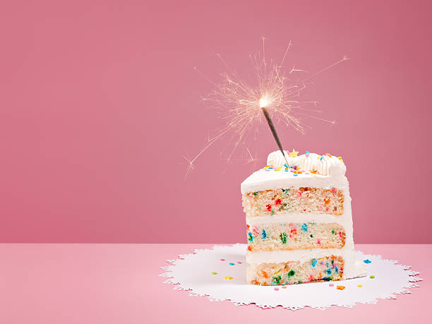 istock Slice of Birthday Cake with Sparkler 515272946