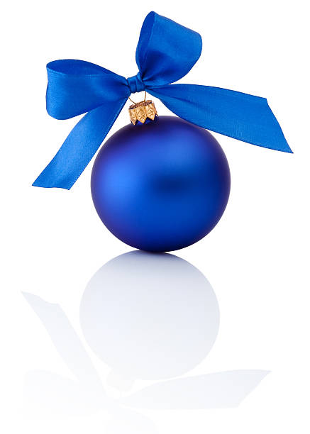 istock Blue Christmas ball with ribbon bow Isolated on white background 515274541