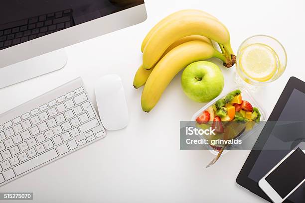 Working Space In Office And Modern Technology Stock Photo - Download Image Now - Fruit, Working, Office