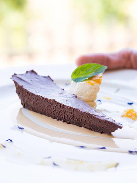 istock Slice of dark chocolate mousse tart. 515276006